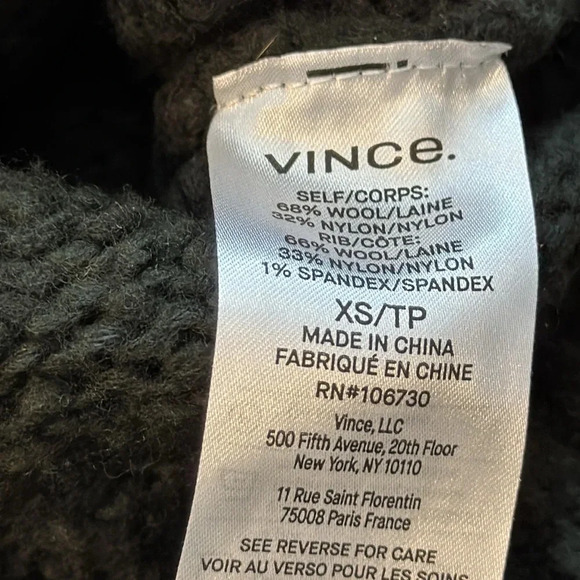 NWT Vince Turtleneck Wool Blend Sweater Green Size XS Chunky Knit Side Slits - Picture 4 of 12